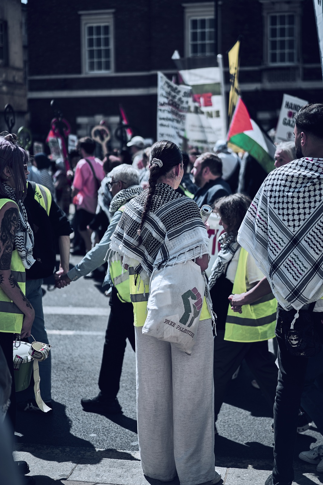 Protestor In Black And White